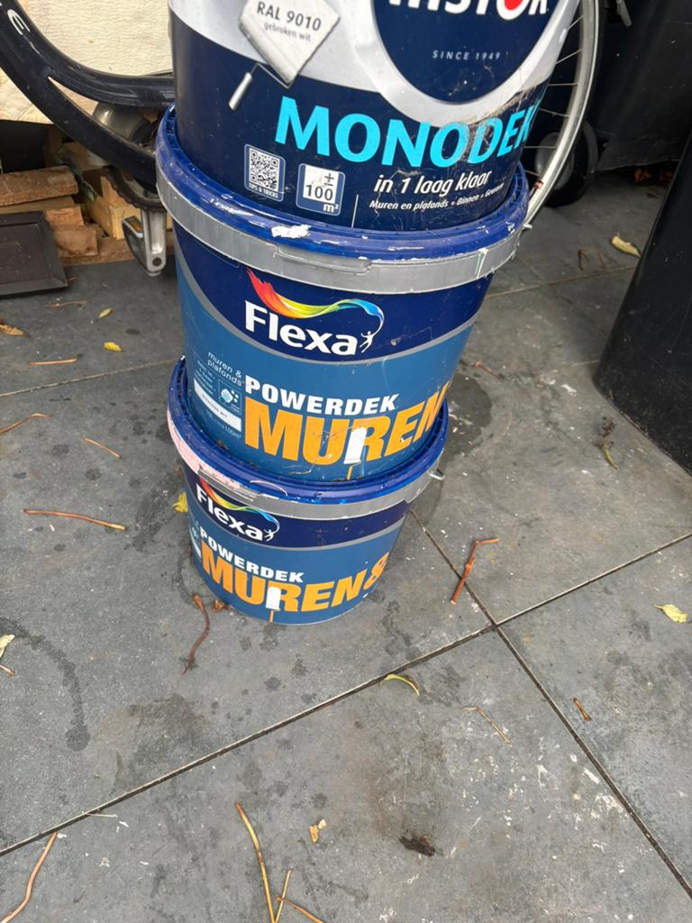 Restant van muurverf +- 10 liter, Ophalen of Verzenden, Nieuw, Wit