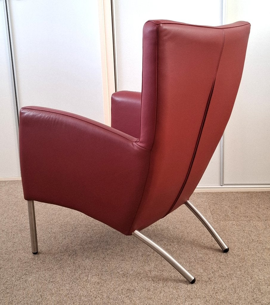 design fauteuil - leder (z.g.a.n.), Ophalen, Minder dan 75 cm, Zo goed als nieuw, Leer