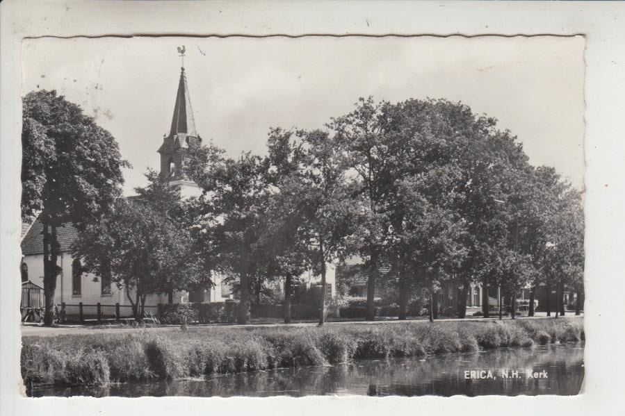 Erica, N. H. Kerk, Verzamelen, Ansichtkaarten | Nederland, Ophalen of Verzenden, 1940 tot 1960, Gelopen, Drenthe