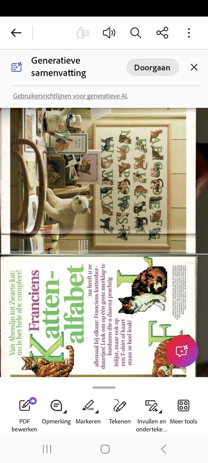 Gezocht: borduurpatroon Franciens Katten Alfabet, Ophalen of Verzenden, Handborduren, Patroon
