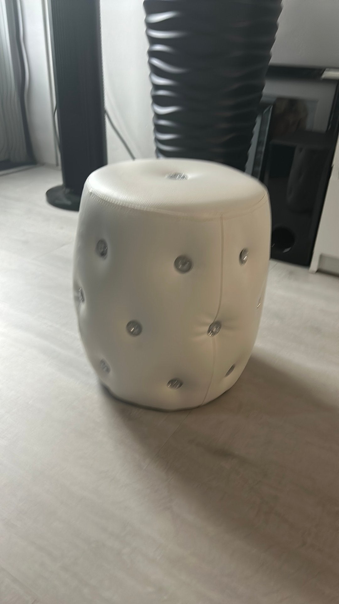 Witten kleine poef voetenbankje met stenen, Ophalen, Rond, Minder dan 50 cm