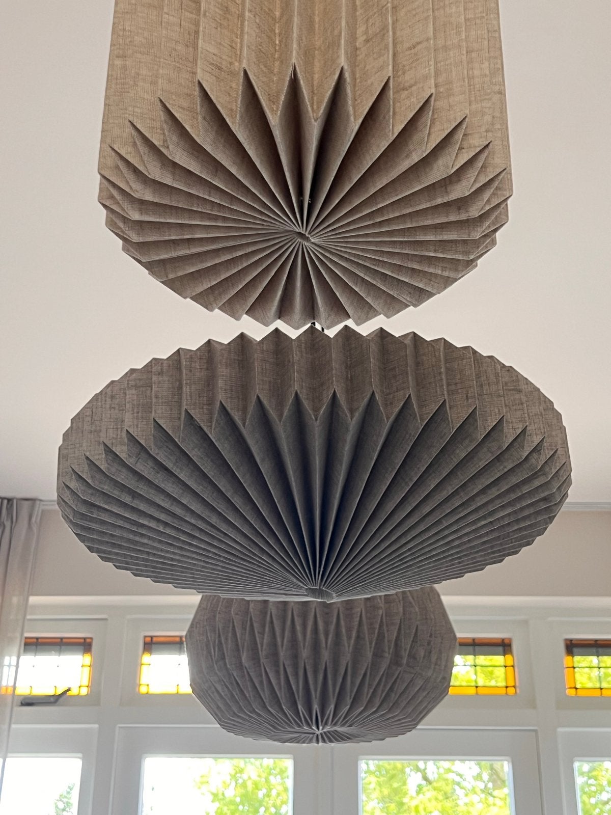 Set van 3 By-Boo Zuki stoffen hanglampen - diverse vormen, Huis en Inrichting, Lampen | Hanglampen, Ophalen of Verzenden, Zo goed als nieuw
