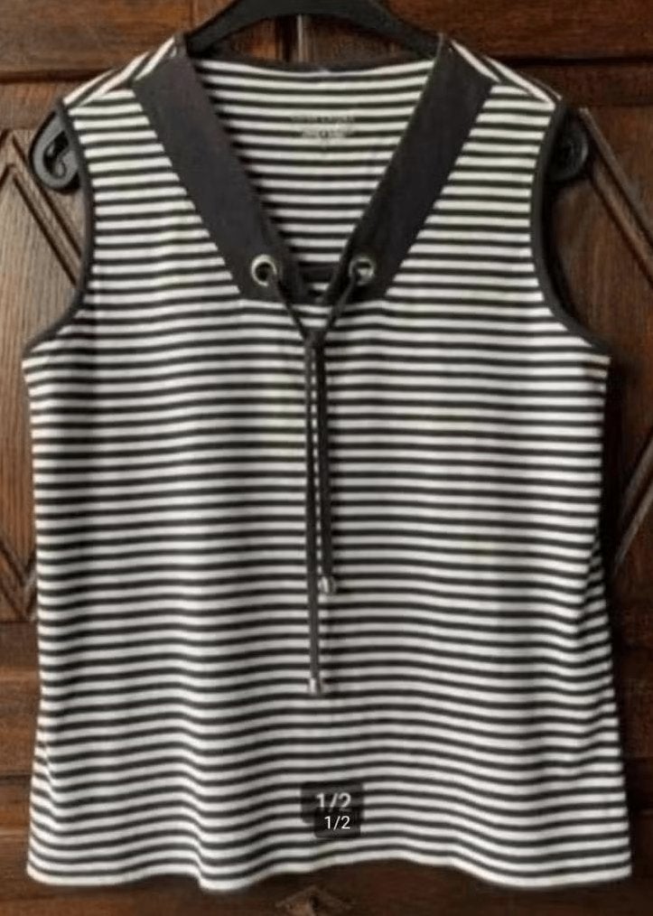 Blauw-wit gestreepte top, hemd; oto 51 cm; Gina Laura; katoe, Kleding | Dames, Ophalen of Verzenden, Zo goed als nieuw, Blauw