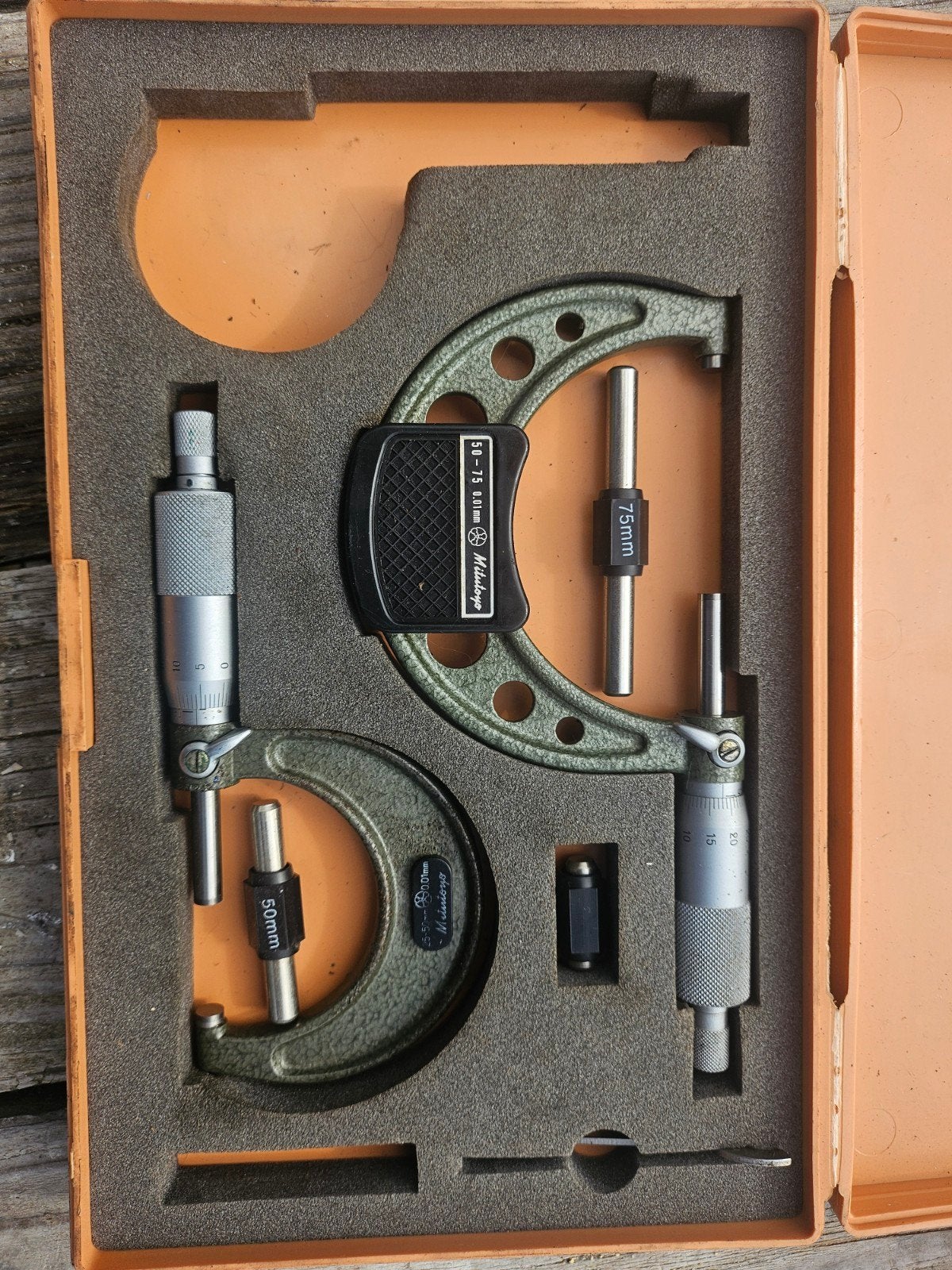 Mitutoyo Micrometer Set 0-75mm, Ophalen of Verzenden, Gebruikt, Overige typen, Overige merken