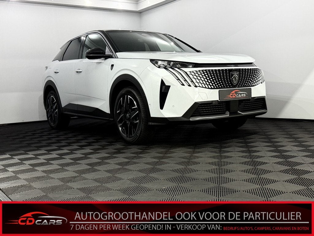 Peugeot 3008 1.2 Hybrid 136 GT 360 Camera, Navi, Memory stoe, Gebruikt, 1199 cc, Leder en Stof, Wit