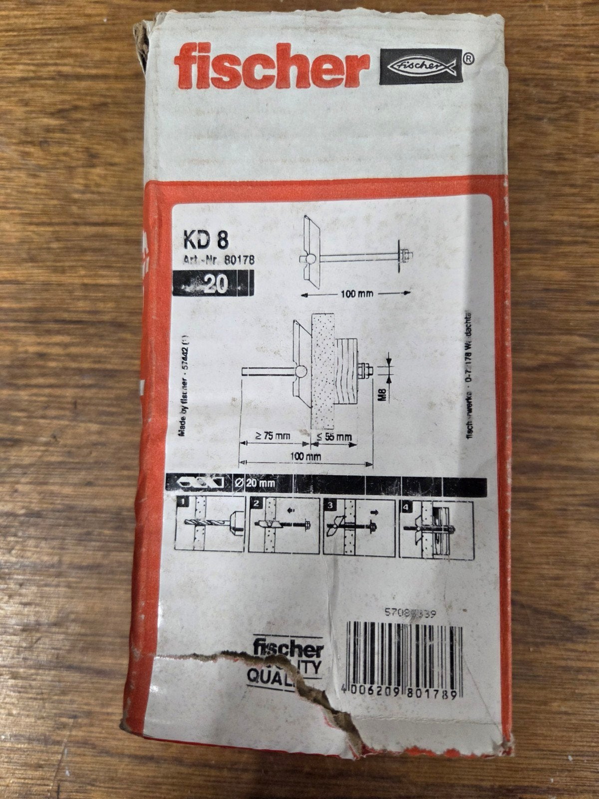 10x Fischer tuimelplug KD 8, Doe-het-zelf en Verbouw, IJzerwaren en Bevestigingsmiddelen, Ophalen, Nieuw, Pluggen