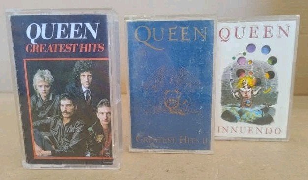 3 muziek cassettes Queen Greatest Hits 1 en 2 en Innuendo, Cd's en Dvd's, Cassettebandjes, Gebruikt, 2 t/m 25 bandjes, Ophalen of Verzenden