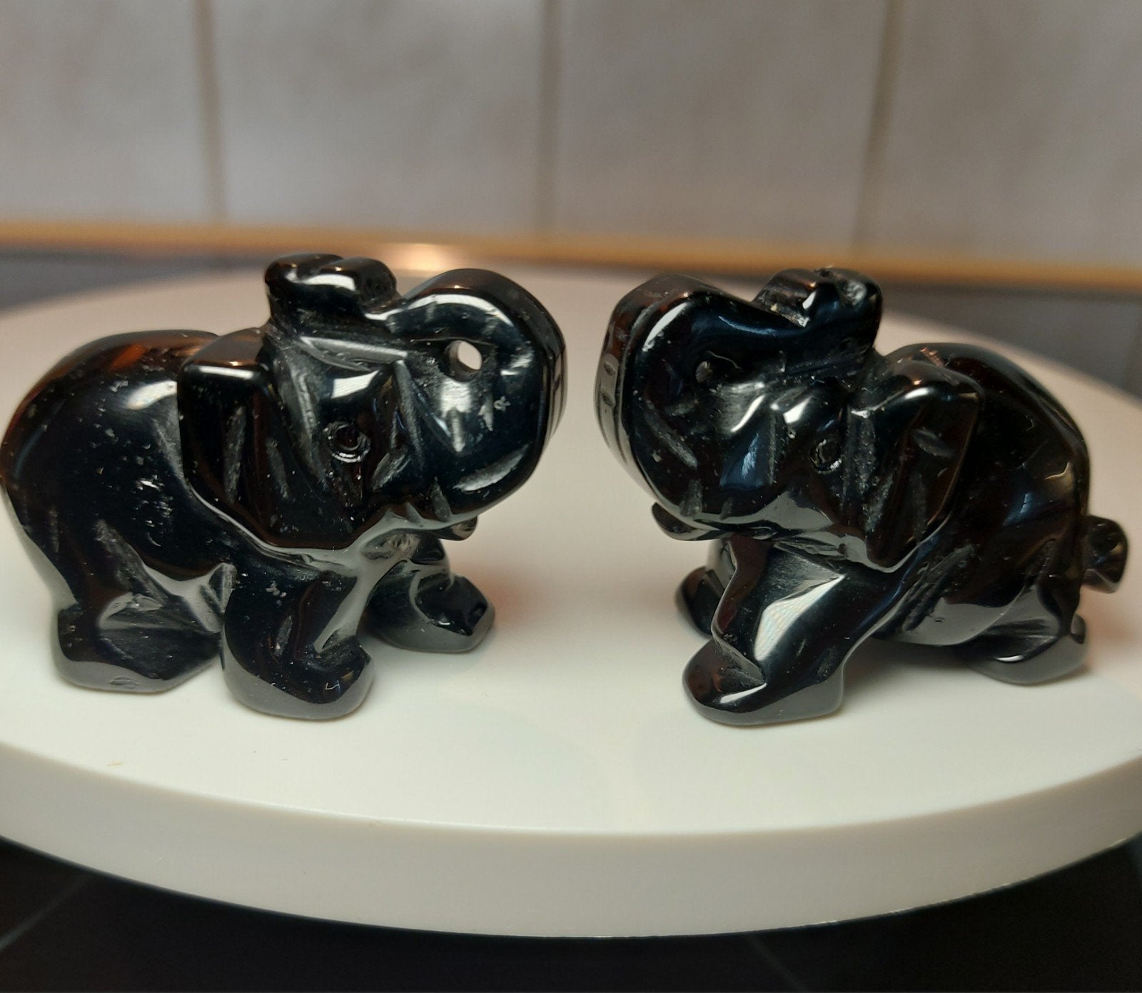 Zwarte Obsidiaan Olifanten, Ophalen of Verzenden, Zo goed als nieuw