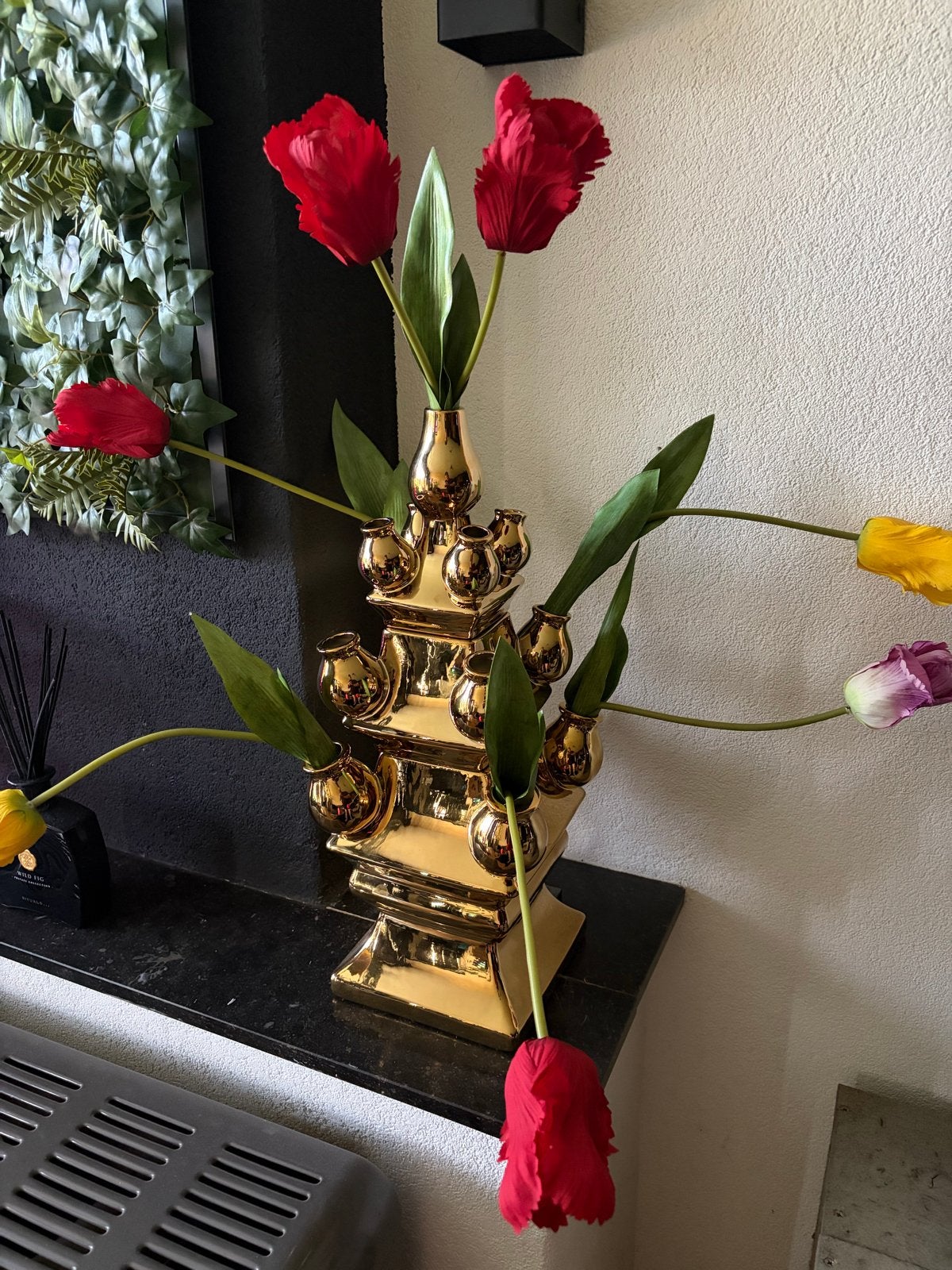 Stapelgekte gouden tulpenvaas XL (51 cm), 51 cm, Nieuw, Ophalen of Verzenden, Steen/keramiek