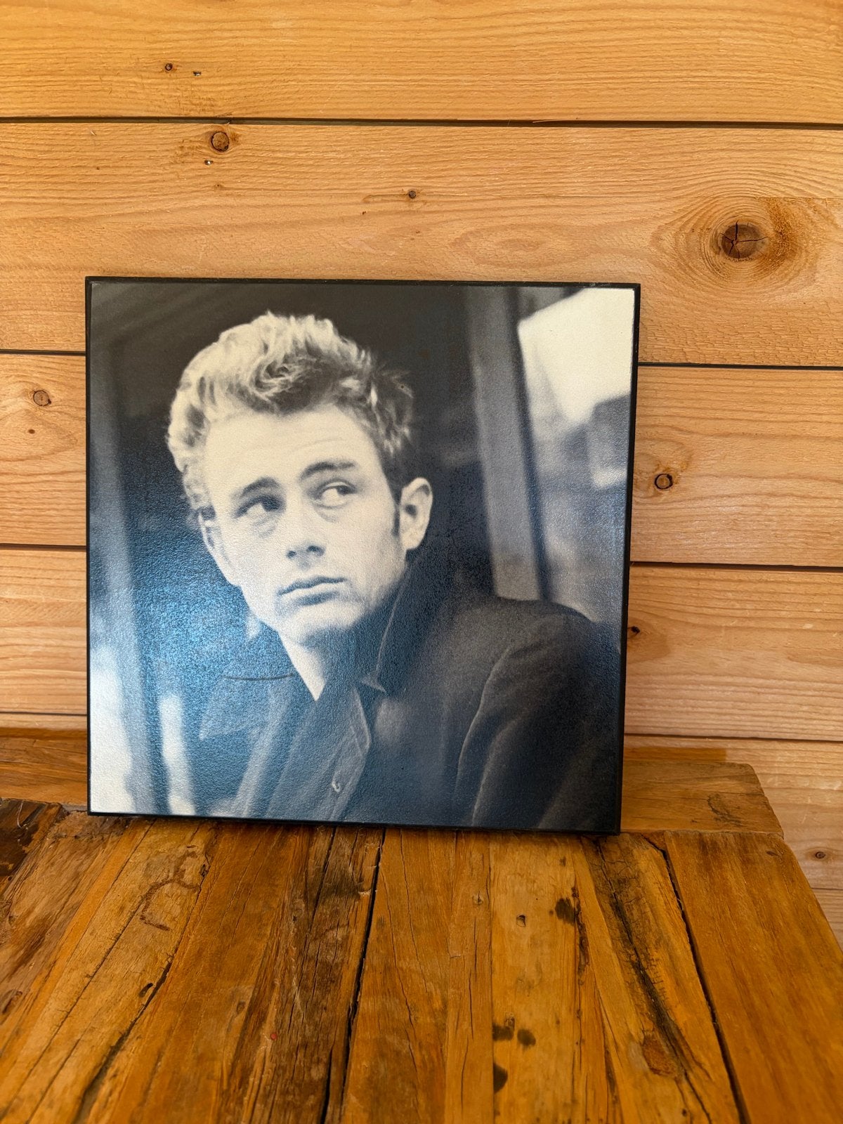James Dean zwart-wit foto op paneel - Made in Italy, Ophalen of Verzenden, Foto, Fotografie, Met ophangsysteem