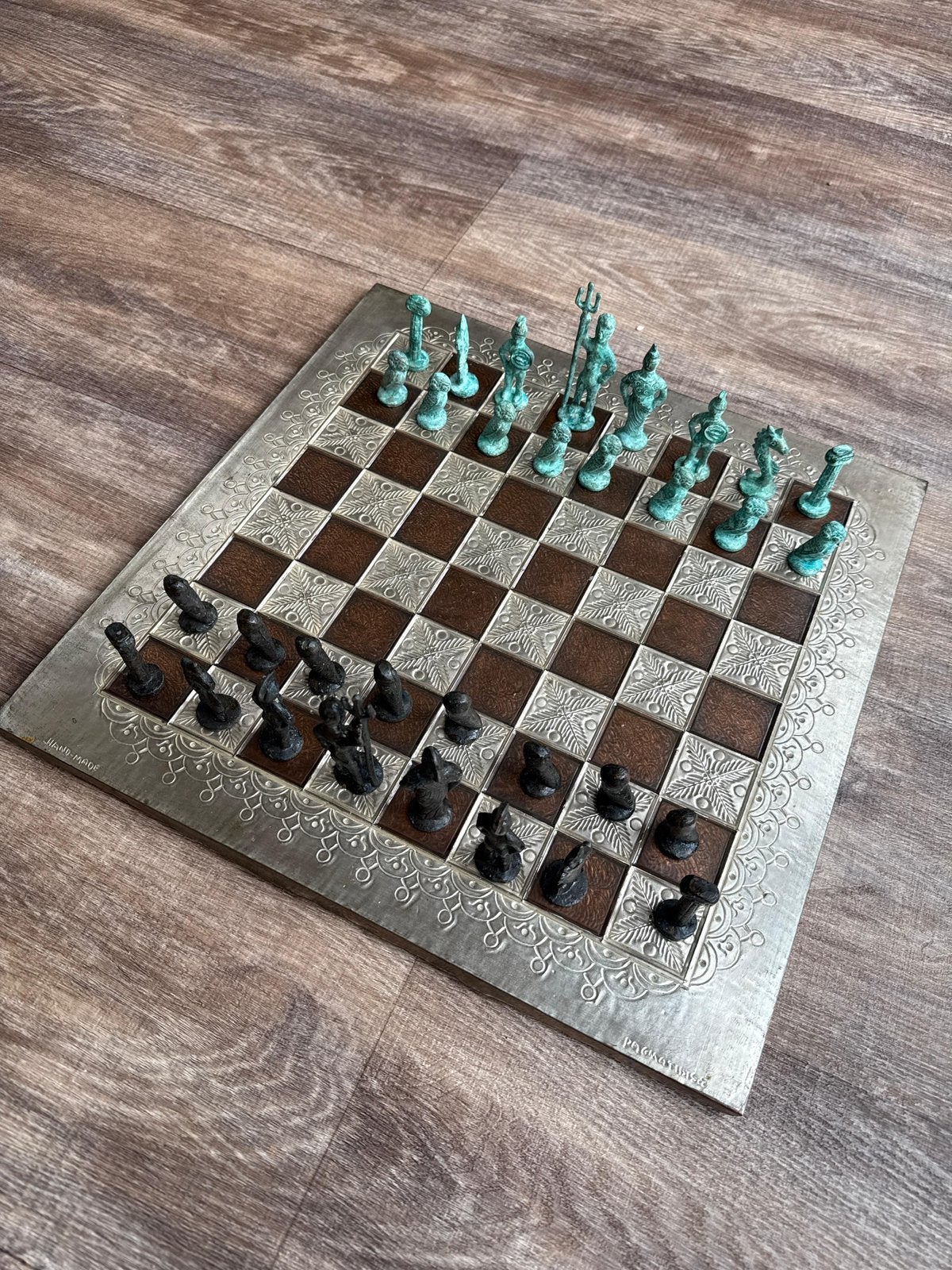 Handgemaakte Griekse schaakset antiek, Ophalen of Verzenden, Minder dan 500 stukjes, Gebruikt, Schaken