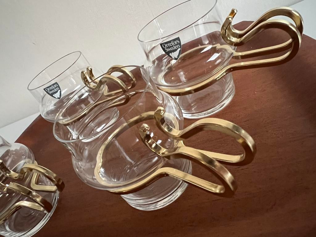 Vintage 4 Orrefors ‘Hot & Cold’ Espresso glas Bo Lindekrantz, Ophalen of Verzenden, Overige stijlen, Kop(pen) en/of Schotel(s)