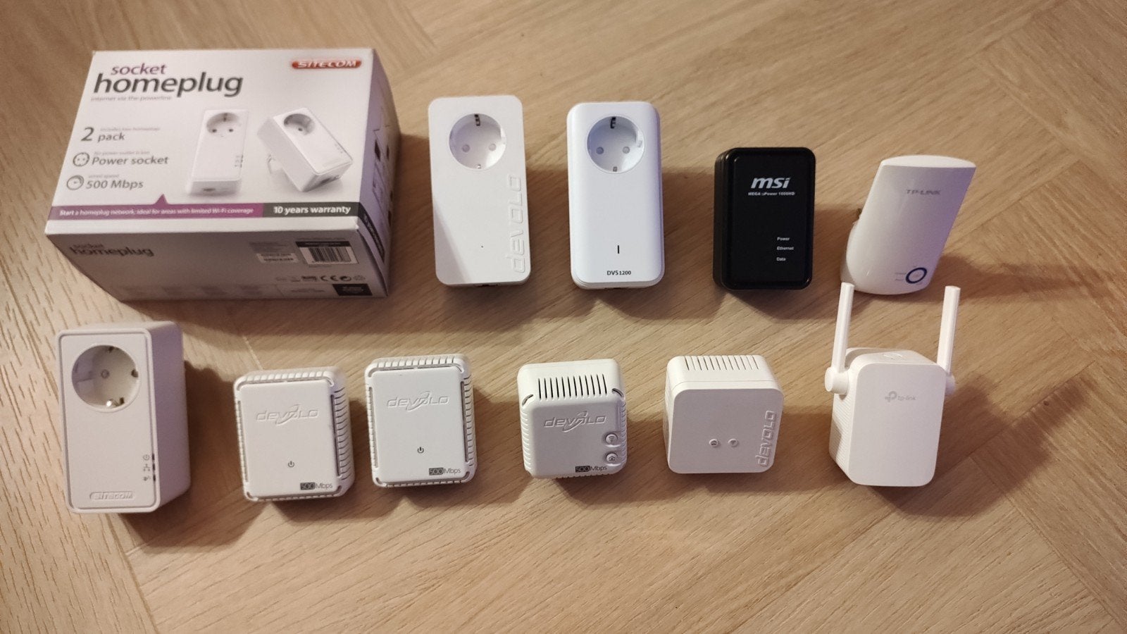 12 Powerline internet adapters, Computers en Software, Verzenden, Gebruikt, Devolo, DVS, MSI, Sitecom, TP-Link