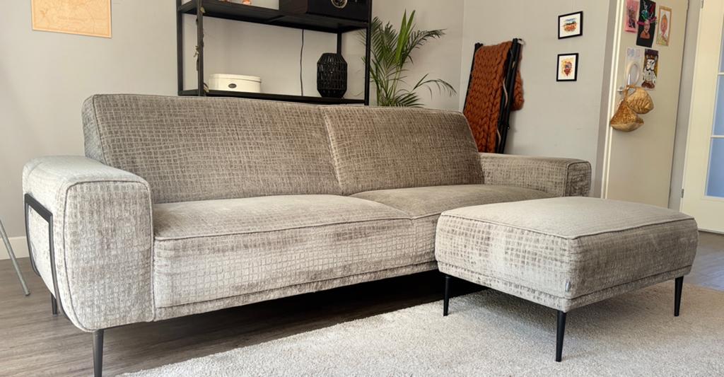 XOOON Puglia 3,5-zits bank + hocker | Olijf | Topstaat, Ophalen, Overige maten, Luxe, 75 tot 100 cm