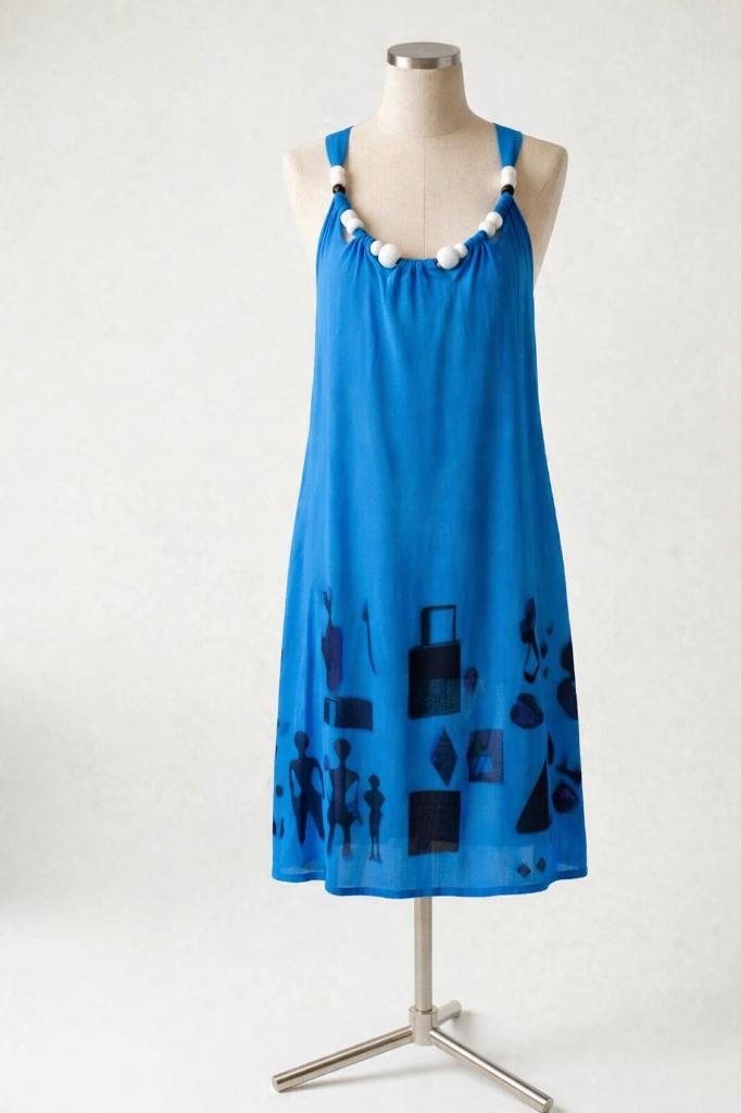artistiek blauw/zwart-kralenhals-lang overgooier/tuniek mt.S, Ophalen of Verzenden, Gedragen, Maat 36 (S), Blauw