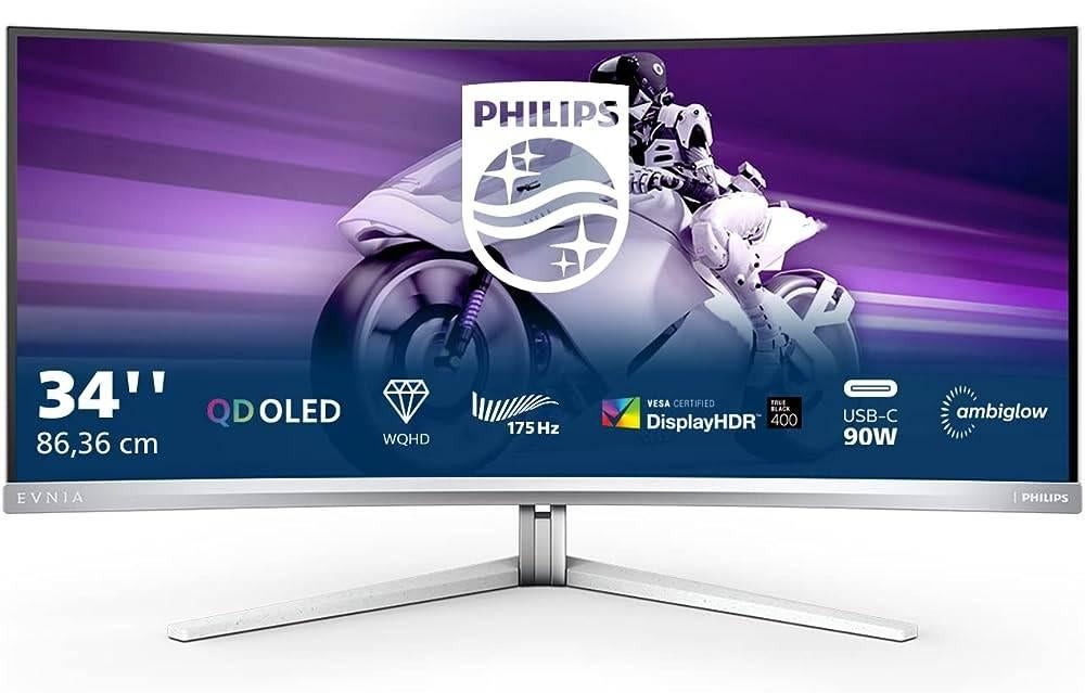 Philips Evnia 34M2C8600 - 34" QD-OLED Curved Gaming (175Hz), Computers en Software, Monitoren, Philips, K&N Elektronica, Refurbished