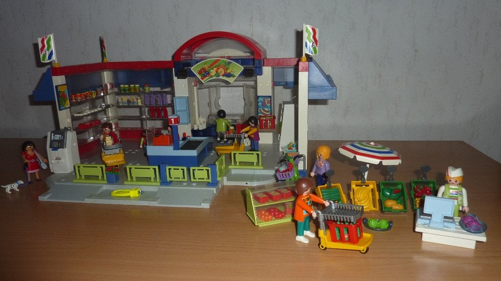 playmobil supermarkt met extra´s zie omschrijving, Ophalen of Verzenden, Gebruikt