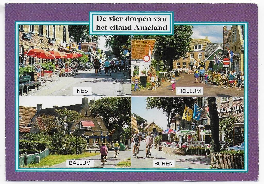 De 4 dorpen van Ameland gelopen Ansichtkaart (B2501), Ophalen of Verzenden, 1980 tot heden, Gelopen, Waddeneilanden