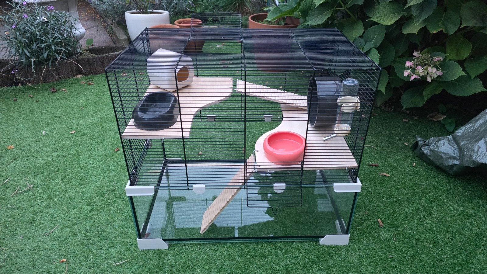Ferplast Knaagdierenkooi Karat 60 Zwart&Transparant, Dieren en Toebehoren, Kooi, Minder dan 75 cm, Zo goed als nieuw, Hamster