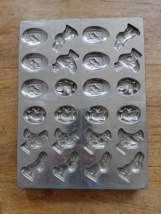 Vintage chocoladevorm Pasen - konijn, kuiken, lam, ei 1963!, Ophalen of Verzenden