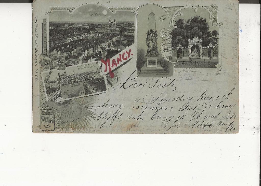 Nancy Litho 4-Luik Plaats Stanislas 24 nov 1899, Ophalen of Verzenden, Voor 1920, Gelopen, Frankrijk