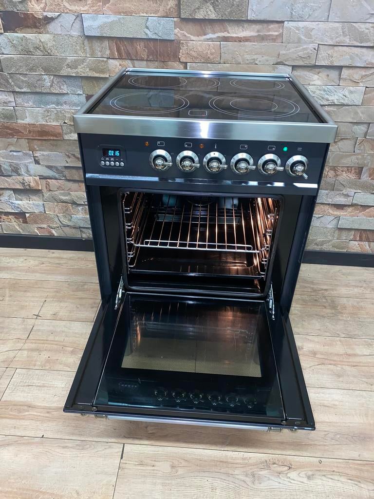 Luxe Boretti keramische Fornuis 4 zones antraciet 60x60 cm, 60 cm of meer, Keramisch, Zo goed als nieuw, Energieklasse A of zuiniger