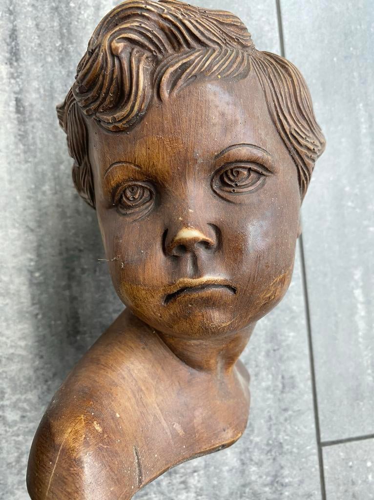 Houten kinderhoofd, Antiek en Kunst, Kunst | Beelden en Houtsnijwerken, Ophalen of Verzenden