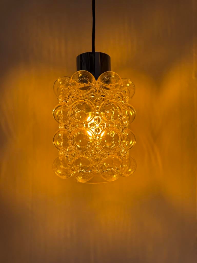 Vintage bubble glass hanglamp, Helena Tynell ‘70, Huis en Inrichting, Lampen | Hanglampen, Vintage retro buisframe design rotan webbing papercord deens