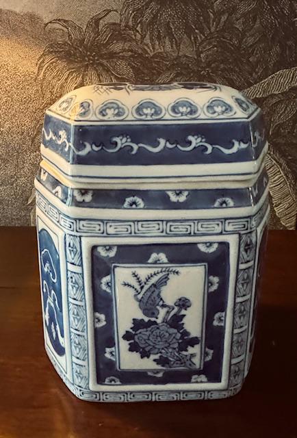 CHINEES PORSELEIN GEMBERPOT VOORRAADPOT DEKSELPOT BLAUW WIT, Ophalen of Verzenden, Zo goed als nieuw