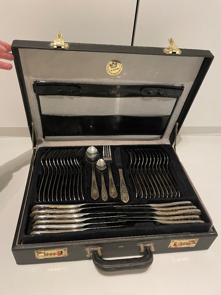 Bestekkoffer SBS Sollingen 24K, Antiek en Kunst, Ophalen of Verzenden