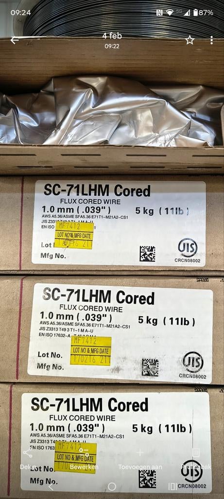 hyundai sc-71lhm flux core lasdraad, Ophalen, Nieuw, Co2