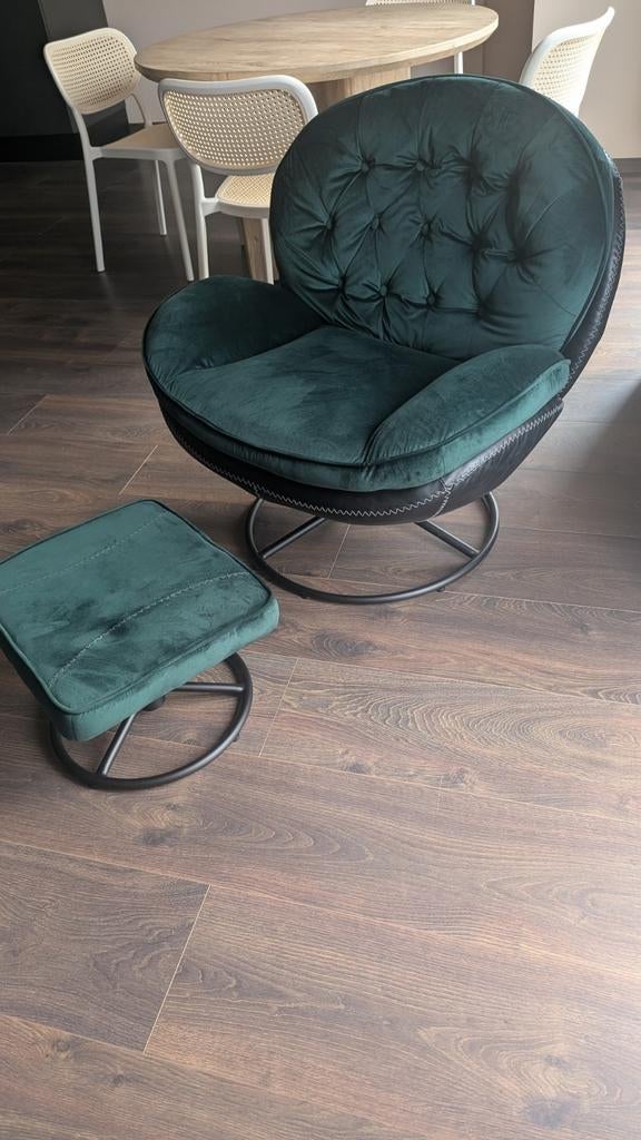 Luxe Lima Lounge Stoel met Voetenbank, Huis en Inrichting, Fauteuils, Ophalen, Gebruikt, 75 tot 100 cm, 75 tot 100 cm