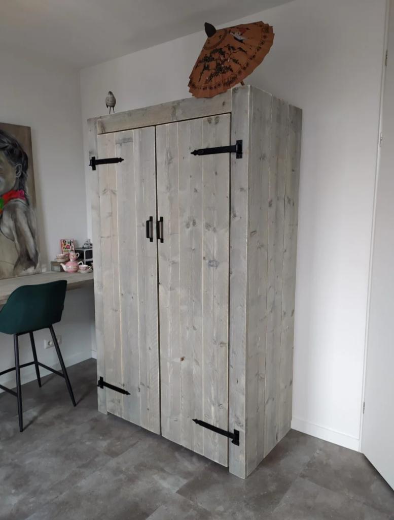 Steigerhouten Set: Bureau, Bed en Kast NU voor €1150!, Ophalen, Eenpersoons, Steigerhout, Nieuw