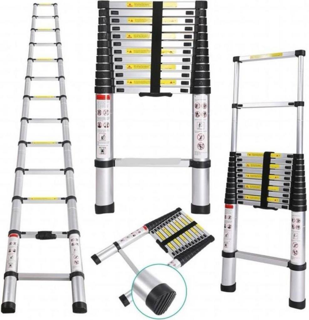 Telescopische ladder 3,8m NIEUW met EN-131 certificering, Doe-het-zelf en Verbouw, Ladders en Trappen, Ophalen of Verzenden, Nieuw