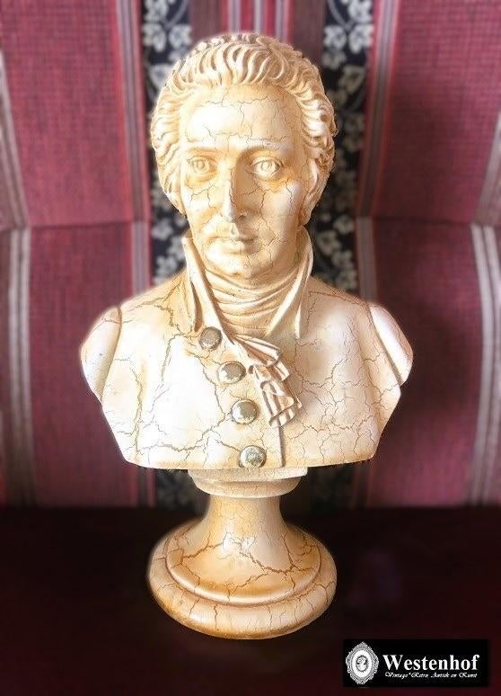 Componist buste Mozart borstbeeld crème voor verzameling, Ophalen of Verzenden, Gebruikt, Mens