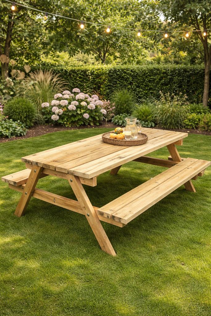 Picknicktafel, Ophalen, Nieuw, Rechthoekig, Hout