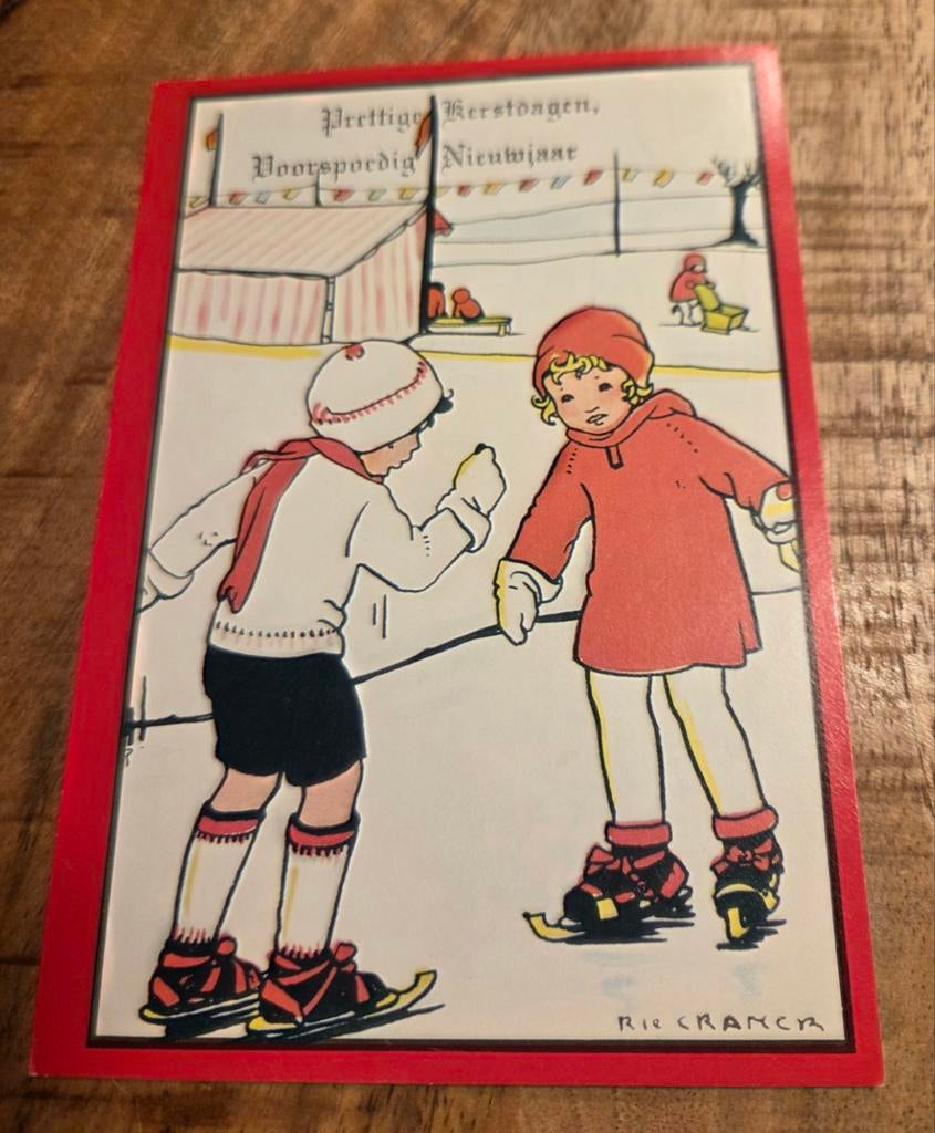 Kinderen aan het schaatsen - Rie Cramer, Verzamelen, Ansichtkaarten | Themakaarten, Verzenden, 1960 tot 1980, Gelopen, Kinderen