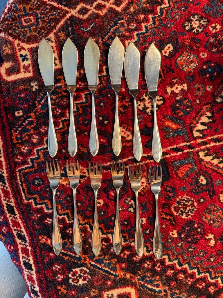 Vintage Keltum Viscouverts - Set van 12, Ophalen, Gebruikt, Rvs of Chroom