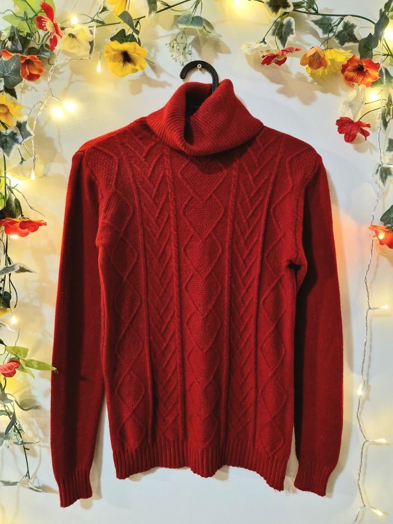 Heerlijk zachte vintage rode coltrui met cashmère, Ophalen of Verzenden, Zo goed als nieuw, Maat 36 (S), Rood