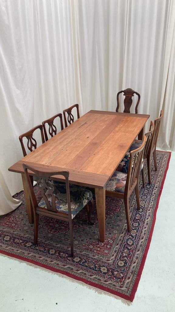 Graaf grote eettafel teakhout, Huis en Inrichting, Tafels | Eettafels, Zo goed als nieuw, 100 tot 150 cm, 200 cm of meer, Rechthoekig