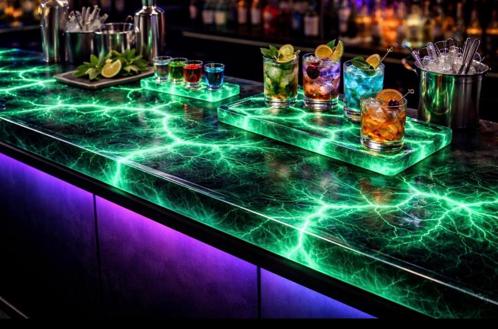Lichtgevende Epoxy Onderzetters voor Bar & Club, Huis en Inrichting, Woonaccessoires | Onderzetters, Nieuw, Glas of Kopje, Ophalen