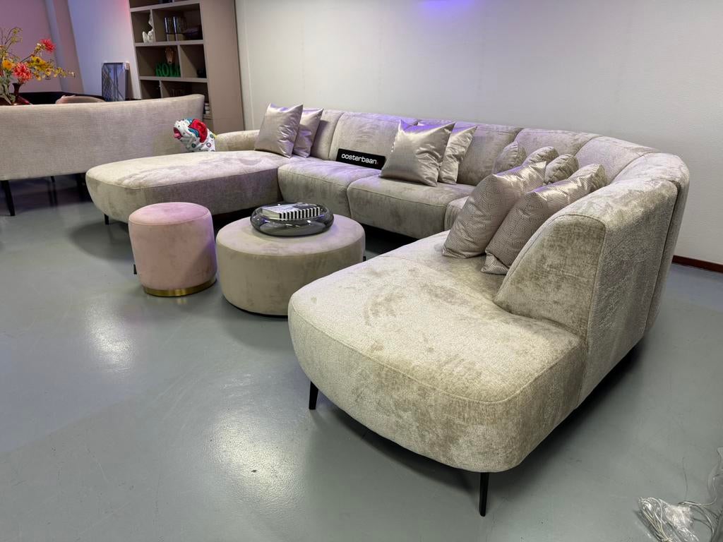 Luxe Velvet Teddy Ubank Jordy 210x380x240cm Beige Sand NEW, Info@oosterbaanwonen.nl, Venus 31 8448CE Heerenveen, Nieuw, Ophalen of Verzenden