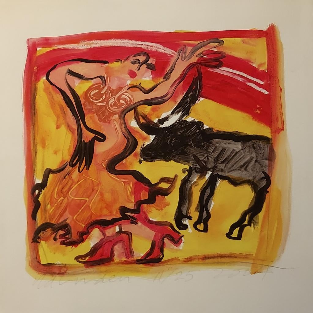 Dans met de torro - Hetty van der Linden 1948 zeefdruk, Ophalen