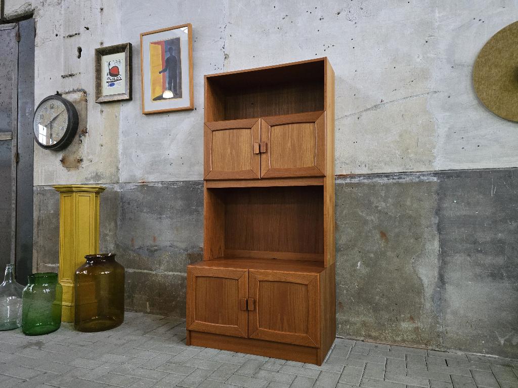 Mid Century Teak Wandmeubel | Vintage Hoog Highboard Kast, Ophalen of Verzenden, Minder dan 150 cm, Overige houtsoorten, 150 tot 200 cm
