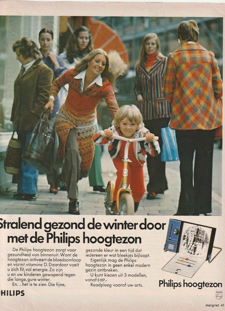 Retro reclamre 1974 Philips hoogtezon jongetje racet op step, Verzamelen, Retro, Verzenden, Overige typen