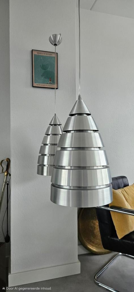 Vintage Space Age Hanglampen, Zo goed als nieuw, Metaal, Minder dan 50 cm, Ophalen