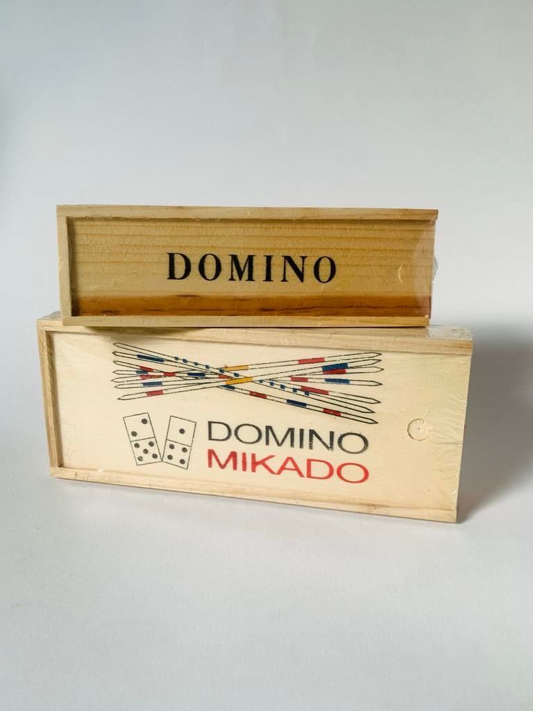 Domino & Mikado Set in Houten Doos nieuw in seal
