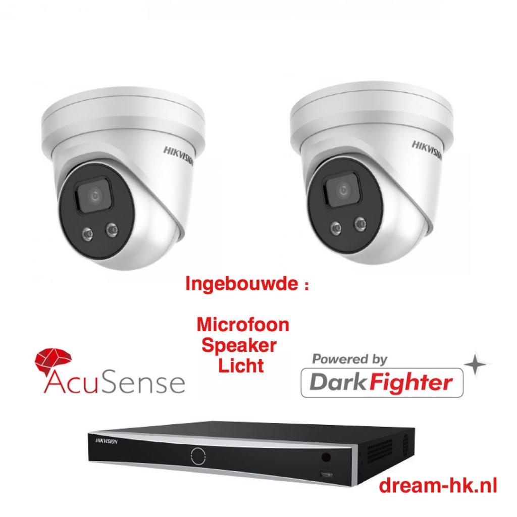4MP Hikvision AcuSense Darkfighte IP PoE  set/NVR+2x camera