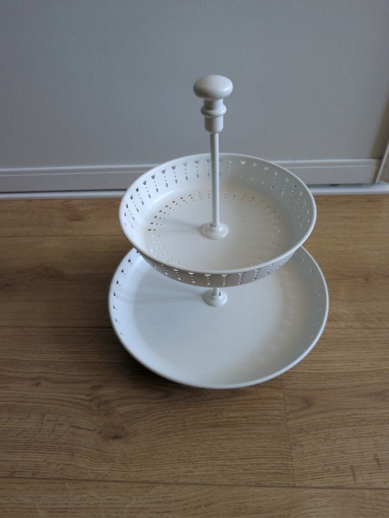 IKEA Garnera etagère 2-laags - wit, Etagère, Gebruikt, Metaal, Demontabel