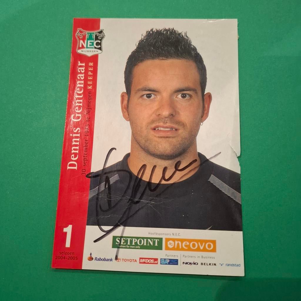 Gesigneerde Spelerskaart Dennis Gentenaar NEC 2004-2005, Ophalen of Verzenden, Gebruikt, Overige binnenlandse clubs, Spelerskaart